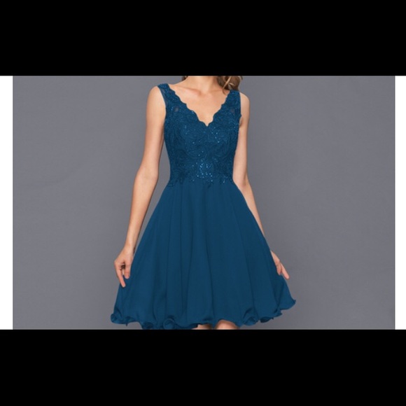 Evening Gown Navy Midi Sequins beads in front Dusk Collection by Sheila … - Picture 14 of 16